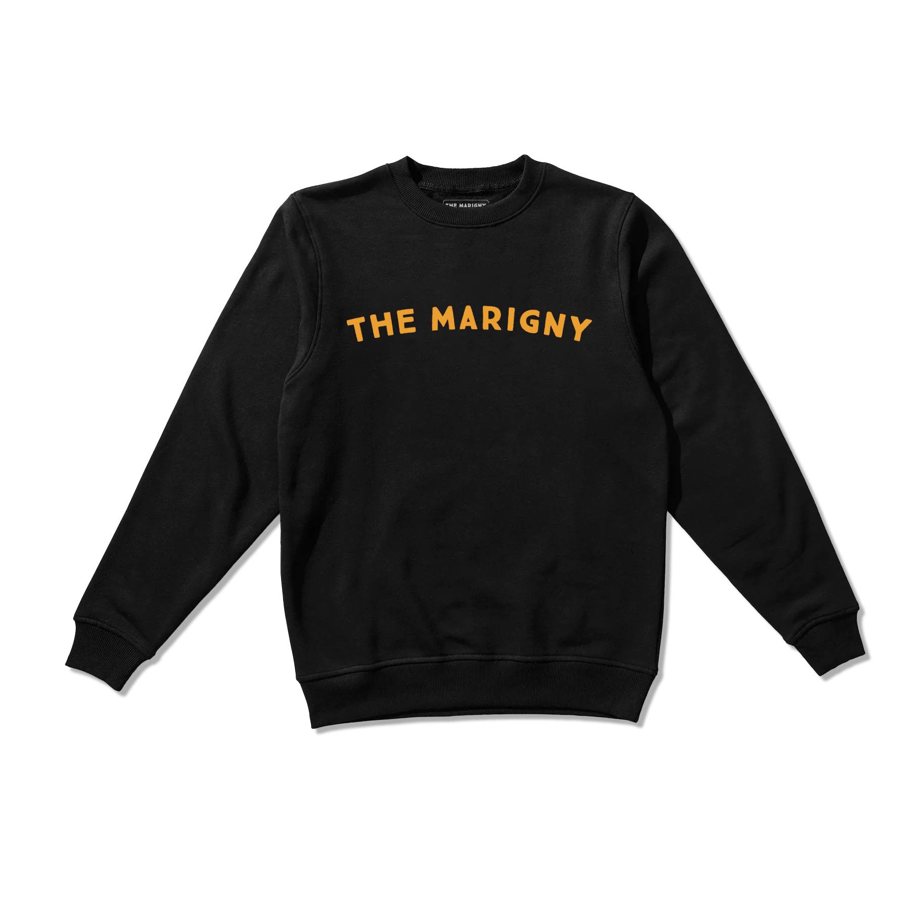 The Marigny Crewneck Sweatshirt. Black with Gold lettering.