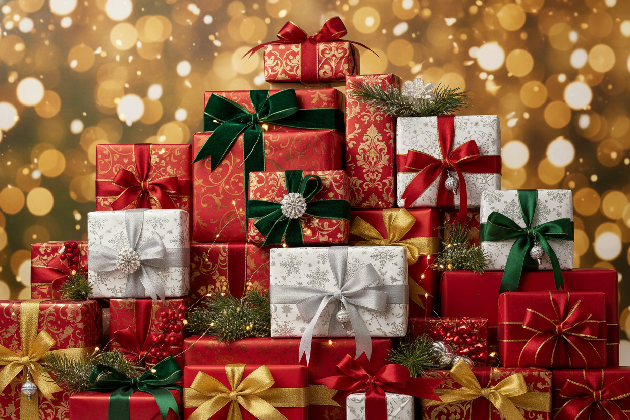 christmas gift scene for a background image